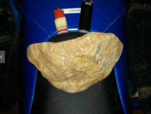 Rock thrown over U.S./Mexico border that struck an agent in the head, causing severe injuries. 