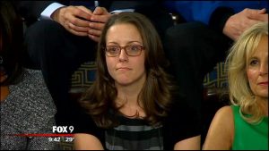 Rebekah Erler, former Democrat campaign worker, at SOTU address (photo: FOX9)