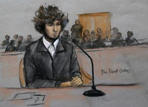 Courtroom sketch of Tsarnaev from December 18, 2014 (credit: AP/Jane Flavell Collins)