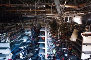 Interior of the CVS store following Monday night's riots. (Photo credit Daily News)