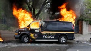 Police Van burned