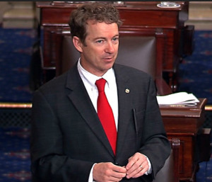 Senator Rand Paul, during his 2013 13-hour filibuster. (Photo Credit CNN)