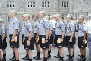 United States Military Academy cadets of the Class of 2014 report (R-Day) for their first day and begin the process of becoming a West Point cadet on June 28, 2010.  Photo:  Greg E. Mathieson /  MAIphoto.com