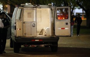 A Baltimore police van on Saturday, April 25th.  (photo: Alex Brandon/AP)