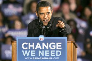 Democratic presidential candidate Sen. Barack Obama, D-Ill., speaks at a rally the night before election day, in Manassas, Va. on Monday, Nov. 3, 2008.  (AP Photo/Jacquelyn Martin)