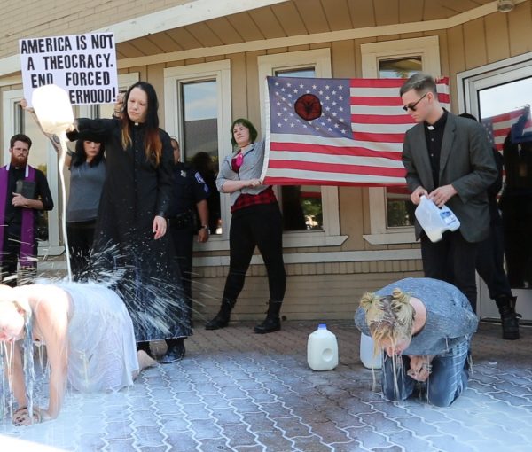 Satanists protest in support of Planned Parenthood