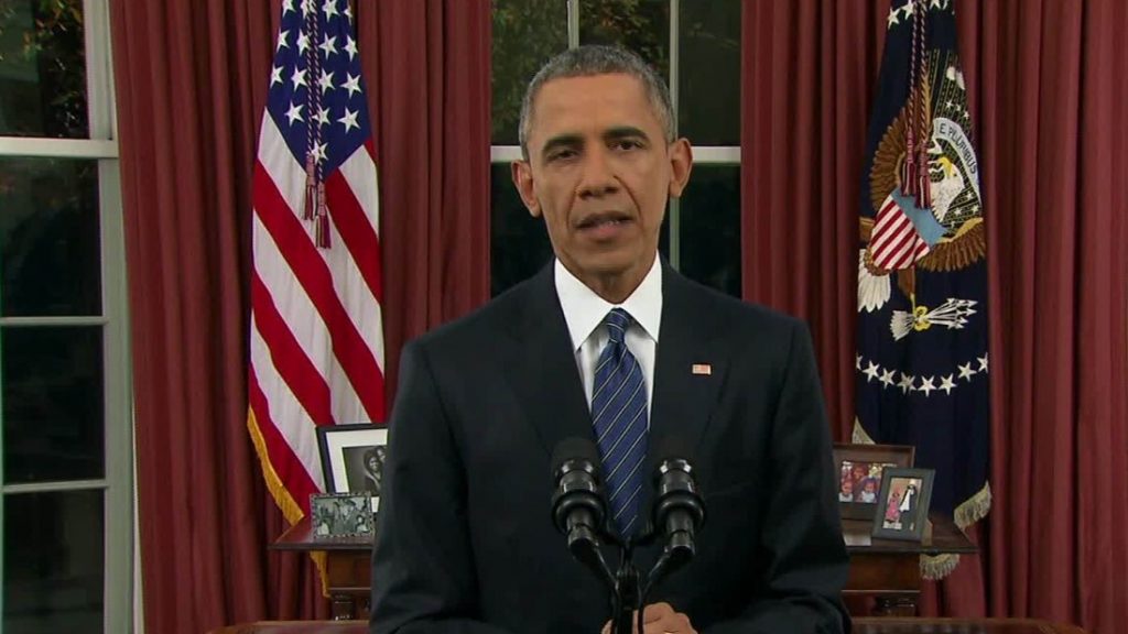 President Obama during his speech, December 6, 2015
