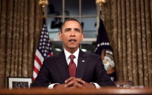 WASHINGTON - AUGUST 31:  (AFP-OUT) U.S. President Barack Obama speaks after a televised national address from the Oval Office of the White House August 31, 2010 in Washington, DC. In his remarks Obama formally declared an end to the combat mission in Iraq, saying that after seven years of war that claimed more than 4,400 American lives, it is time to face toward the war in Afghanistan and toward pressing problems at home.  (Photo by Brendan Smialowski-Pool/Getty Images) *** Local Caption *** Barack Obama