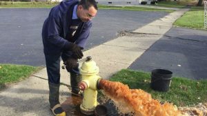 Tainted Water Flushed From Flint, MI Fire Hydrant