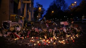 The memorial outside the Bataclan concert hall in Paris