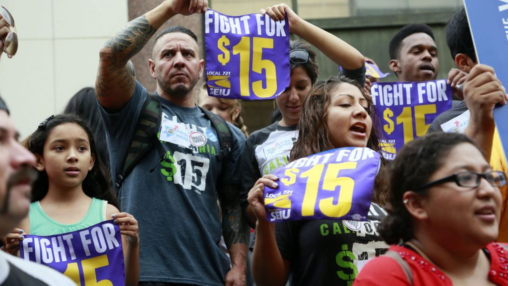 Fight for $15 rally in California (photo: AP)