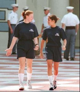 Female cadets in PT uniform.