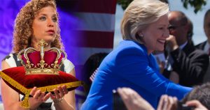 Debbie Wasserman Schultz crowns Queen Hillary as imagined by the Huffington Post.