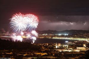 Bastille fireworks over Nice during attack
