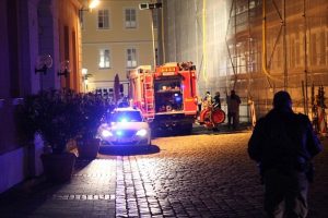 First responders arrive on site in Ansbach