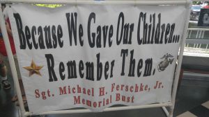 The banner welcoming guests to the unveiling ceremony