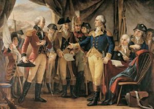 General Cornwallis Surrenders to General Washington in Yorktown VA. October 1781