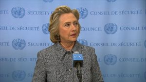 Hillary Clinton first discusses the emails at the United Nations, March, 2015