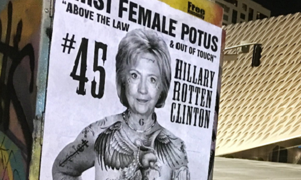 Street Artist Sabo’s Tattooed Hillary Posters hit LA!