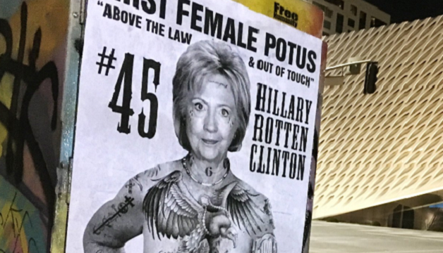 Street Artist Sabo’s Tattooed Hillary Posters hit LA!