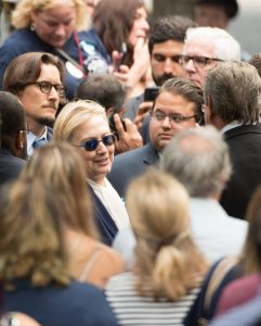 US Democratic presidential candidate Hillary Clinton arrives for the 15th Anniversary of September 11 at the 9/11 Memorial and Museum, on September 11, 2016 in New York. The United States on Sunday commemorated the 15th anniversary of the 9/11 attacks. / AFP PHOTO / Bryan R. SmithBRYAN R. SMITH/AFP/Getty Images