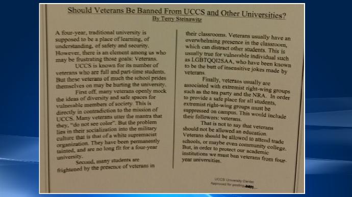 Social Justice Newsletter Says Veterans Should Be Banned From Four-Year Universities