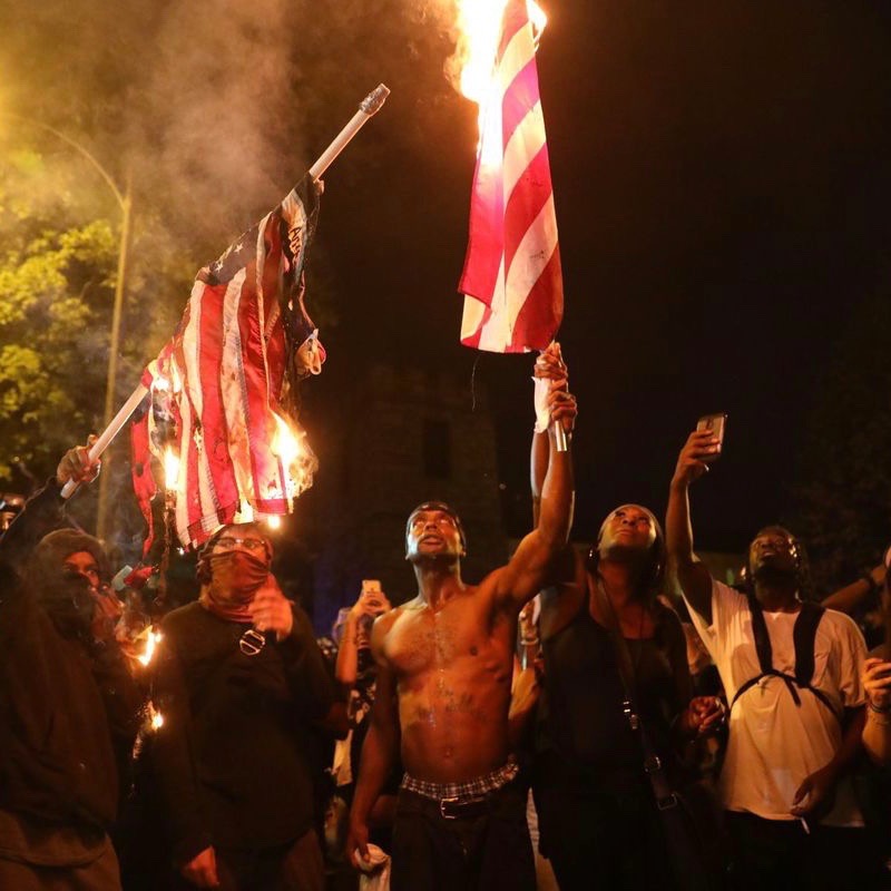 #StockleyProtest: Peaceful STL Protestors Burn Flag, Destroy Property, Throw Bricks [Video]