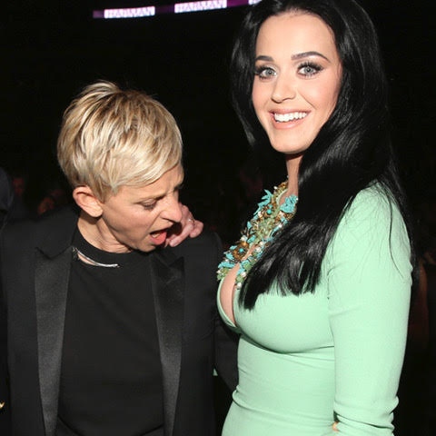 Ellen DeGeneres Ogles Katy Perry’s Boobies, But That’s Okay. [VIDEO]