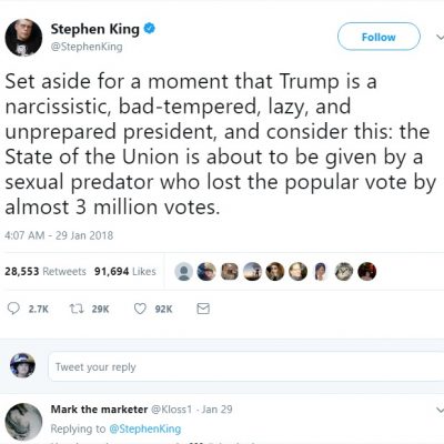 Author Stephen King Hates On Donald Trump