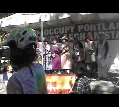 Occupy Portland Anniversary:  Raging Grannies Mock 