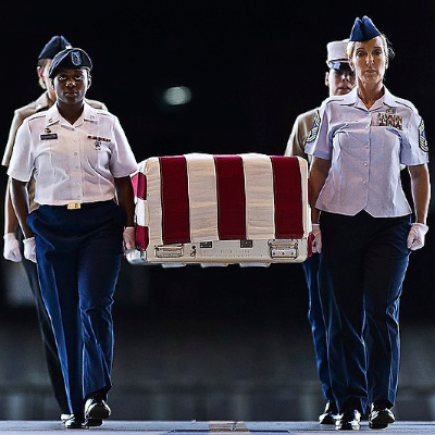 We say the Pledge of Allegiance because of the flag draped coffin.